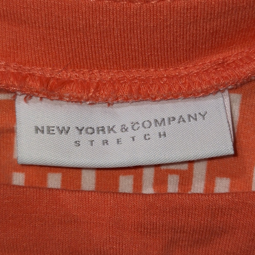 Midi Dress Resort Wear Retro New York & Company Stretch Faux Wrap Peach Orange L - Picture 3 of 11